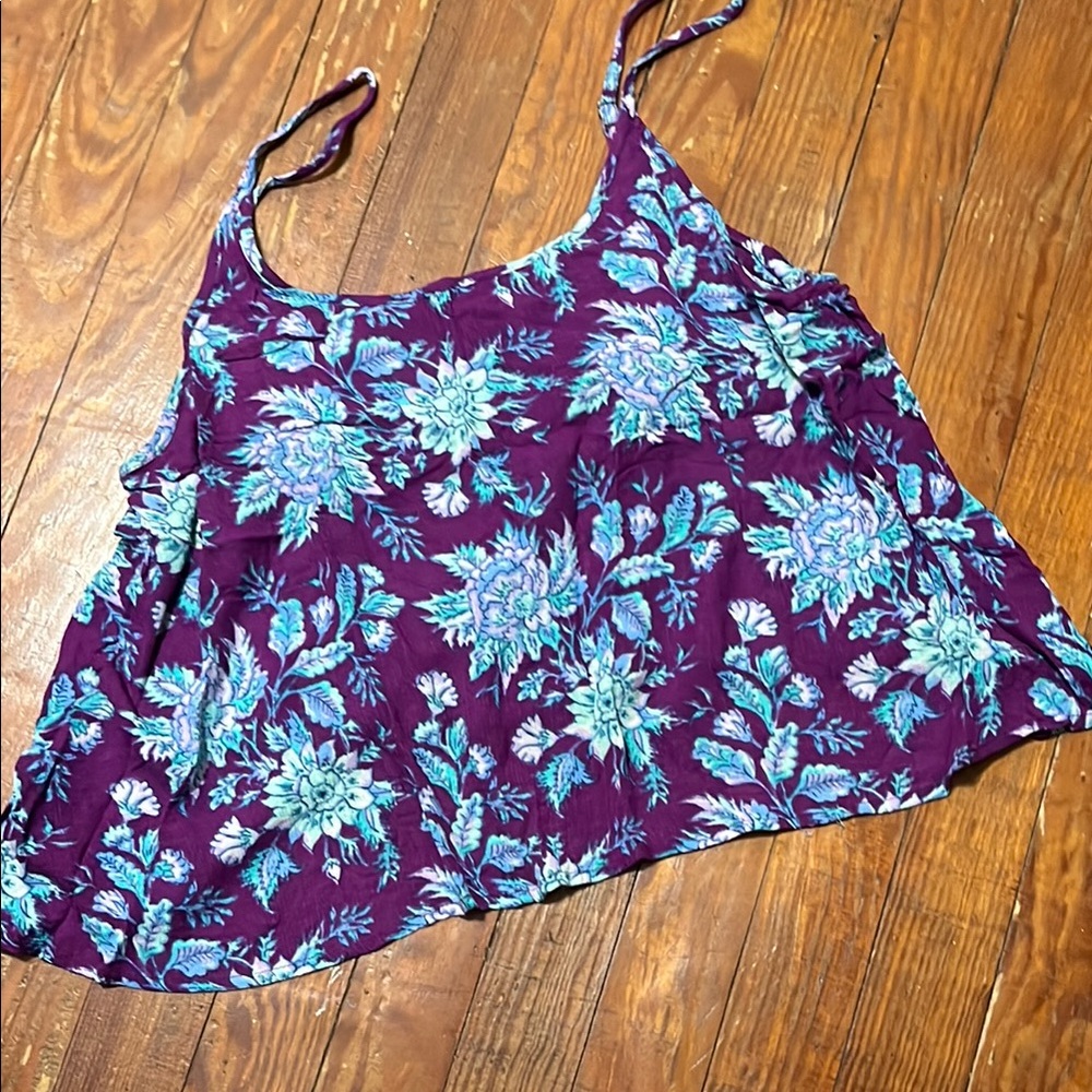 Blue and Purple Relaxed Crop Camisole